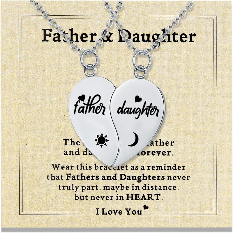Yonhon Father Daughter Necklace for 2, Father Daughter Matching Bracelet Set for 2 - Image 1